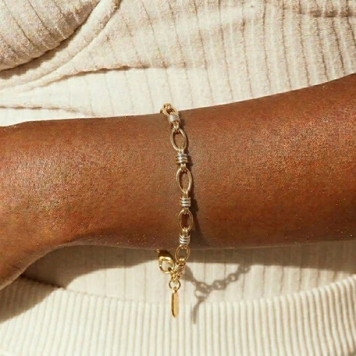 Gold-Plated Silver-Tone Chain Bracelet for Women