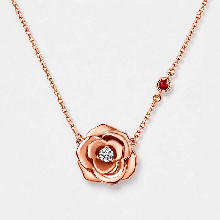 Rose Gold Flower Pendant Necklace