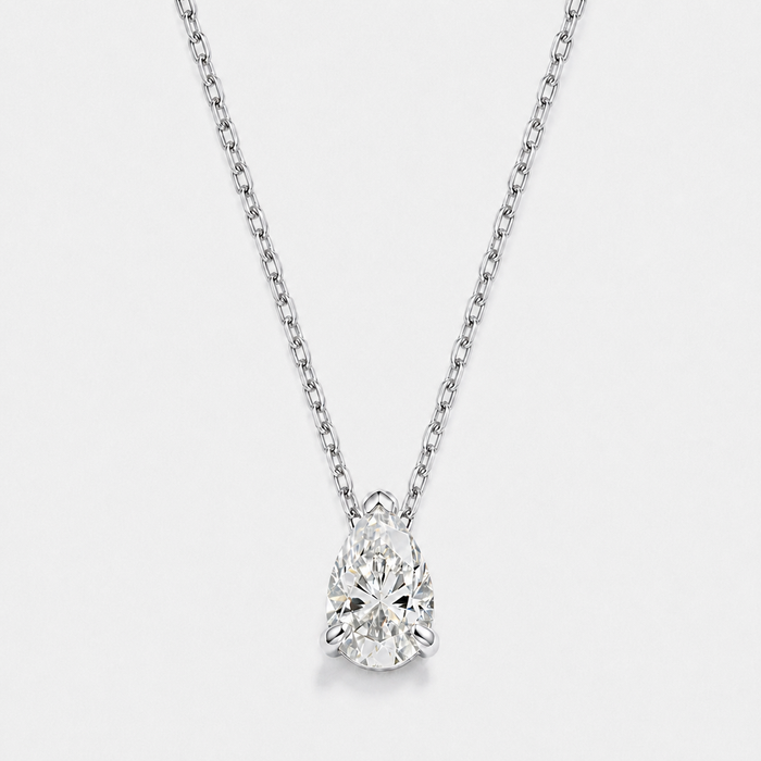 Women's Pear-Cut Moissanite Pendant Necklace Solitaire