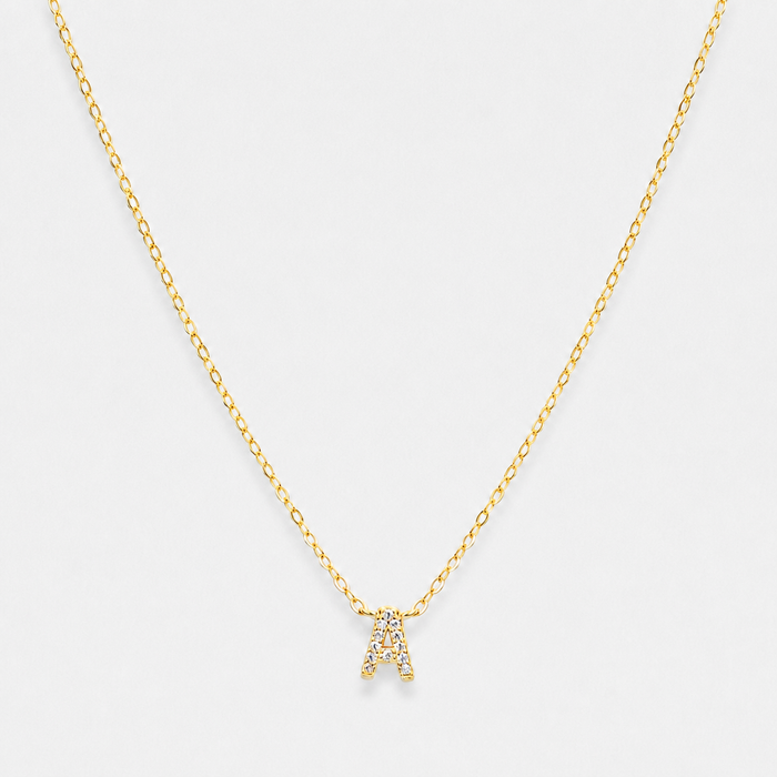Initial Letter Necklace with Sapphire-Toned Stones