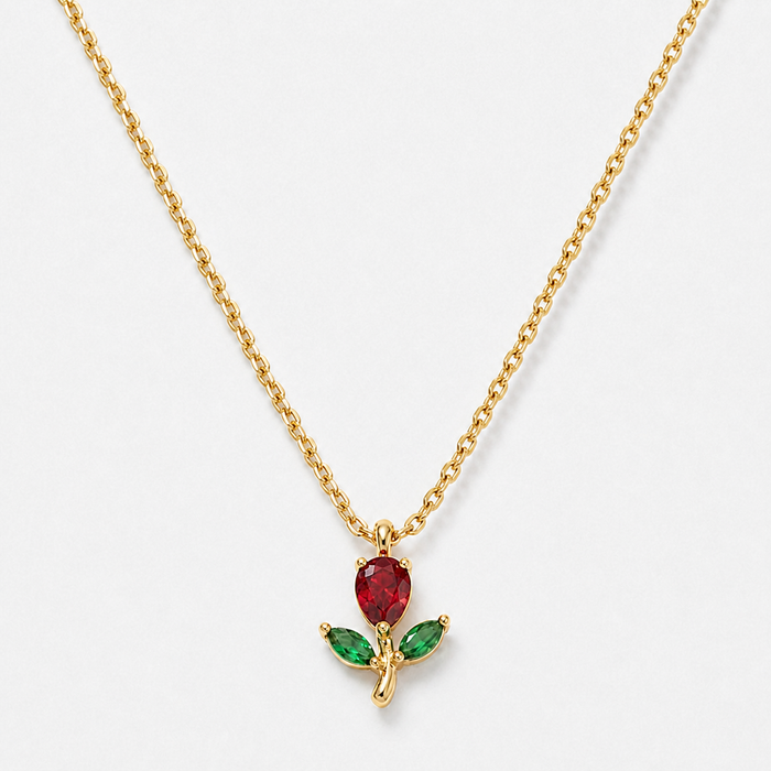Women's 18K Gold-Plated Tulip Flower Pendant Necklace