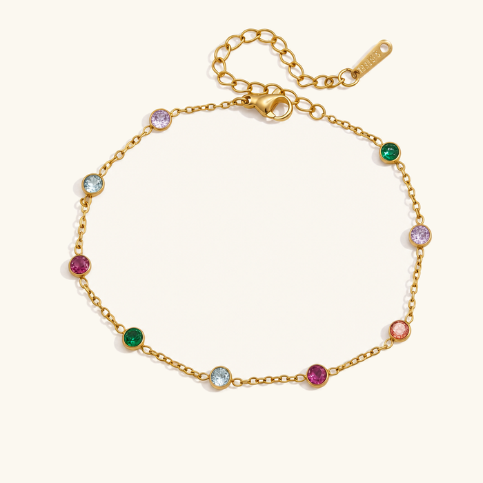 Women's Gemstone Chain Bracelet with Adjustable Clasp